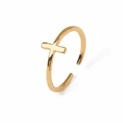 SANTORAL - Anillo Cruz Minimalista - Acero