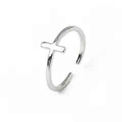 SANTORAL - Anillo Cruz Minimalista - Acero