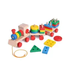 GENERICO - Tren de Madera Didáctico con Figuras Geométricas Grande
