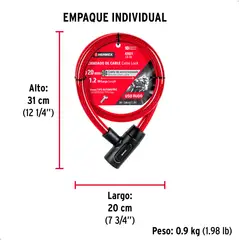 HERMEX - Cadena Cb-20 Candado Para Moto Espesor 20mm 12m