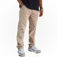 YONISTERS CLOTHING - Pantalón Algodón Drill Hombre Casual Beige Fit Recto