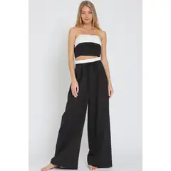 MARTINELA - PANTALON PALAZZO LINDA MUJER - NEGRO