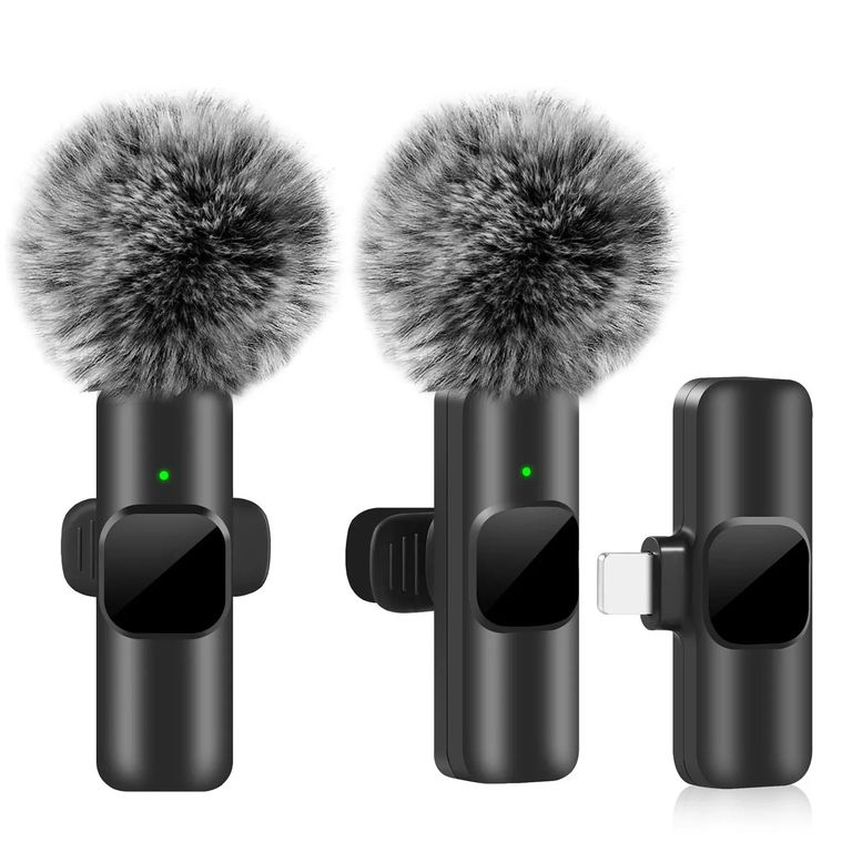 Micrófono Inalámbrico Para Celular Con Peluche Anti Viento Negro
