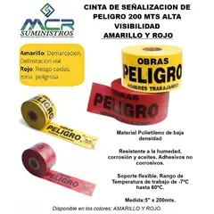 GENERICO - CINTA DE SEÑALIZACION DE PELIGRO 5pulgada X200 MTS ALTA VISIBILIDAD AMARILLO