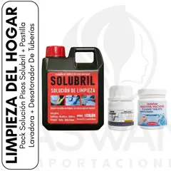 GENERICO - Pack Solución Pisos Solubril + Pastilla Lavadora + Desatorador De Tuberías