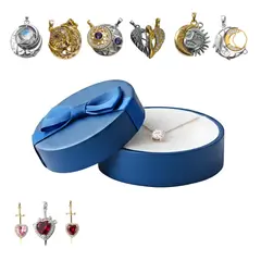 GENERICO - Cofre Joyero y Juego de Collares de Pareja y Novios Sorpresa Pack San Valentín
