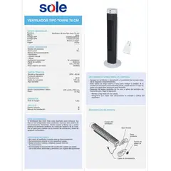 SOLE - Ventilador de Aire Tipo Torre SOLAIR019