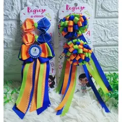 GENERICO - Pack de Lazos Escolares para Niñas con Pompones e Insignia Accesorios Delicados y Artesanales