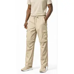 ENKI - Pantalón Cargo Convertible 2 en 1 Hombre Hueso Tela Mojada Secado Rápido