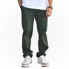 YONISTERS CLOTHING - Pantalón Algodón Drill Hombre Casual Verde Fit Recto
