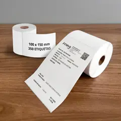 KALIPEL - Rollo 350 Etiquetas Termicas Adhesivas 100mm x 150mm Blanco Premium