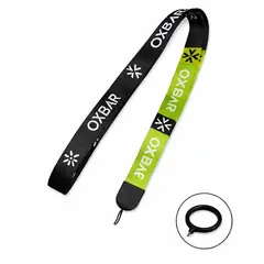 GENERICO - Lanyard Urbano Negro y Verde con Gancho Metálico Resistente