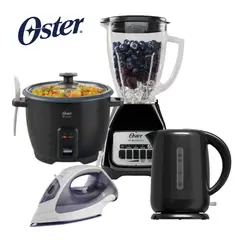 OSTER - Combo Licuadora + Olla Arrocera 1.8 LT + Hervidor 1.7 LT + Plancha a Vapor