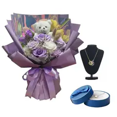 GENERICO - Flores para Parejas y Juego de Collares con Cofre Aniversario Novios