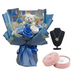 GENERICO - Flores para Parejas y Juego de Collares con Cofre Aniversario Novios