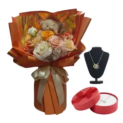 GENERICO - Flores para Parejas y Juego de Collares con Cofre Aniversario Novios