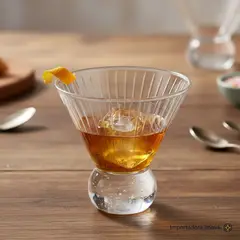 GENERICO - Set de 6 vasos de vidrio labrado con base sólida