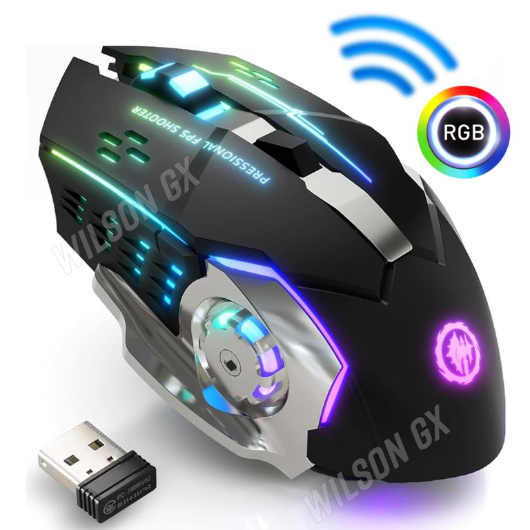 Mouse Gamer Inalámbrico Recargable Luz RGB Wireless USB