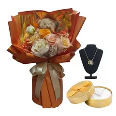 GENERICO - Flores para Parejas y Juego de Collares con Cofre Aniversario Novios