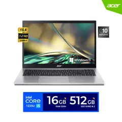 ACER - Laptop Aspire 3 - Intel Core i5 1235U / 15.6" FHD / 16GB DDR4 / 512GB SSD NVME / Windows 11