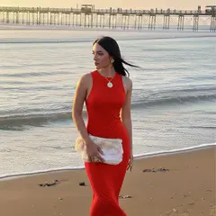 GENERICO - Vestido Hilo Translucido MCero 359-26 Color Rojo