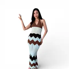 GENERICO - Vestido Mujer Aloja Maxi 359-28 Color Chocolate