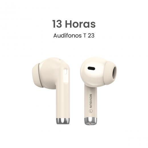 Audífonos Bluetooth T 23 - Bluetooth 5.4, hasta 13h, sensor táctil, micrófono incorporado