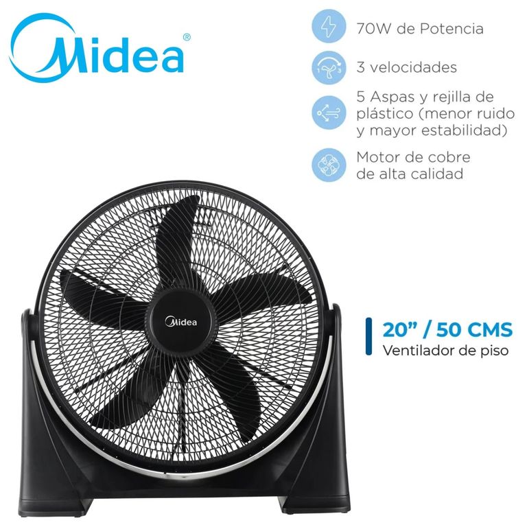 Ventilador Versátil de Piso 20 Pulg 70 Watts Negro