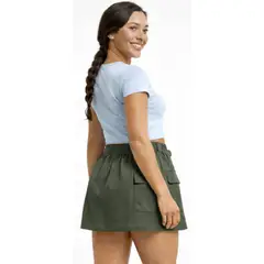 ENKI - Falda Short Mujer Verde Urbana Premium Fit Cómodo Cintura Elástica