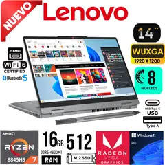LENOVO - Laptop IdeaPad 5 2 in 1 14AHP9 Ryzen 7 8845HS Ram 16Gb SSD 512Gb 14" WUXGA Touch Windows 11