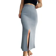 GENERICO - Falda Maxi Hilo Abertura Lateral 359-25 Color Gris