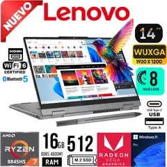 LENOVO - Laptop IdeaPad 5 2 in 1 14AHP9 Ryzen 7 8845HS Ram 16Gb SSD 512Gb 14" WUXGA Touch Windos 11