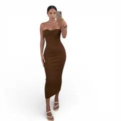 GENERICO - Vestido Mujer Moño Evo Hilo G359-22 Color Chocolate