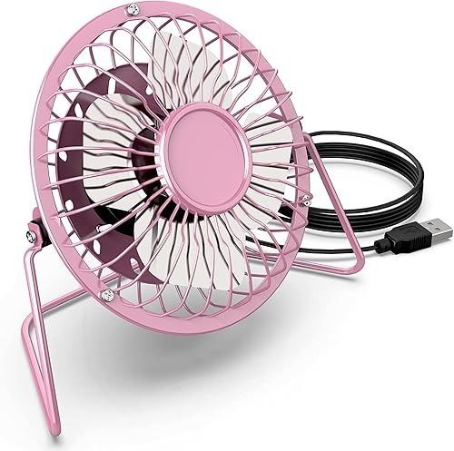 Mini Ventilador Portátil de Escritorio USB Metal Super Potente - Rosado