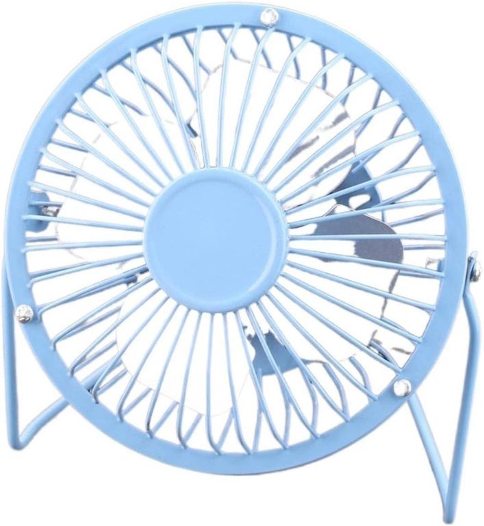 Mini Ventilador Portátil de Escritorio USB Metal Super Potente - Celeste