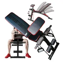 BLACKFIT - Banca Libre Multifuncion Press Predicador Abdominales + Ligas