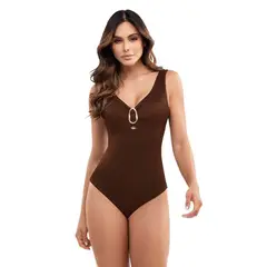 CHAMELA - Vestido de baño marrón entero mujer 45055
