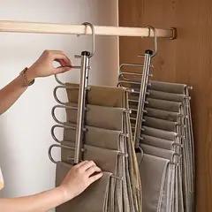 MEGIMPERU - Percha Plegable Multicapa para Pantalones Acero Inoxidable Antideslizante