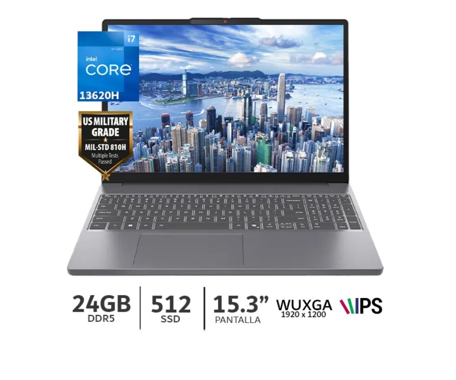 LAPTOP IDEAPAD SLIM 3 15IRH10 INTEL CORE I7 13620H 83K100KFLM RAM 24GB DDR5 SSD 512GB 15.3"