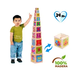 EDUCA - Set de Bloques Apilables de Madera para Niños x10 Piezas: Aprende y Juega
