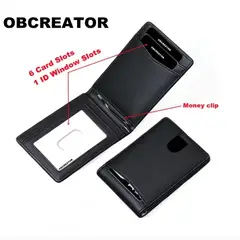 GENERICO - Billetera para Hombre Antirrobo con Bloqueo Clip y Diseño Slim - Negro Fibra