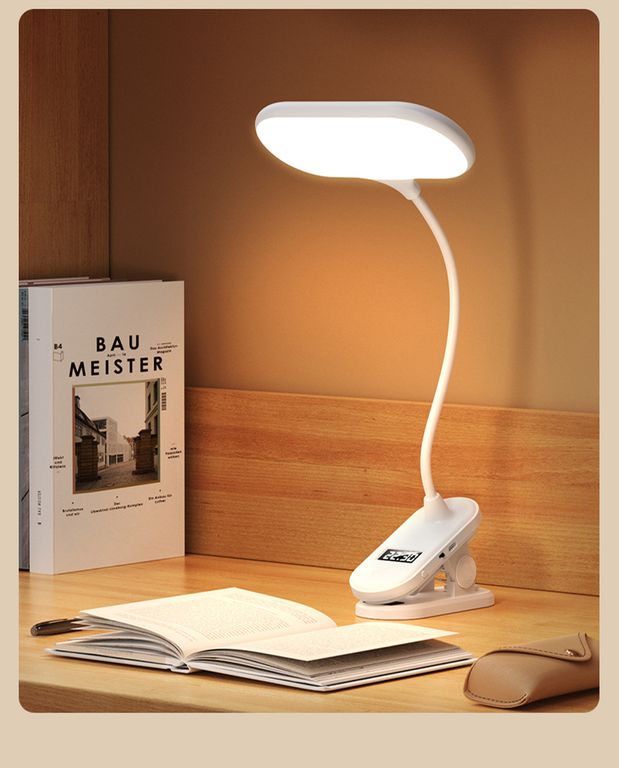 Lampara Luz Led Inalámbrica 3 Tonos Y Tipos De Luz + Reloj