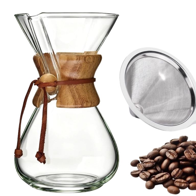 Cafetera Método Chemex Con Filtro De Acero Inoxidable 400ml