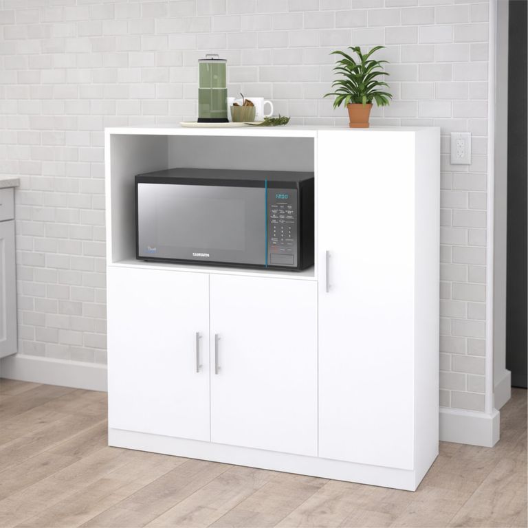 Mueble Organizador para Cocina 108 cm Blanco con Espacio para Microondas – Innovaciones Lumik