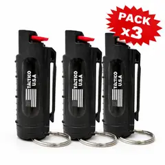 OEM - Pack 3 Gas Pimienta 20ml con Llavero y Clip para Cinturón