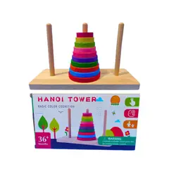 GENERICO - Torre De Hanoi De Madera Aros Apilables