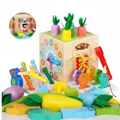 GENERICO - Cubo Didáctico 8 En 1 De Madera Osito Montessori