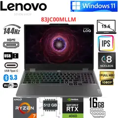 LENOVO - LOQ 15ARP9 15.6" FHD 144Hz, AMD Ryzen 7, 16GB RAM, 512GB SSD, NVIDIA GeForce RTX 4060 8GB