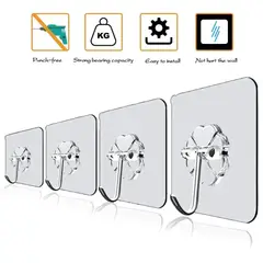 GENERICO - PACK X20 GANCHOS AUTOADHESIVOS INOX TRANSPARENTE