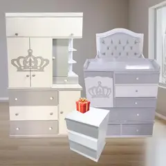 GENERICO - Juego de dormitorio cama cuna + ropero corona + regalo velador para niño